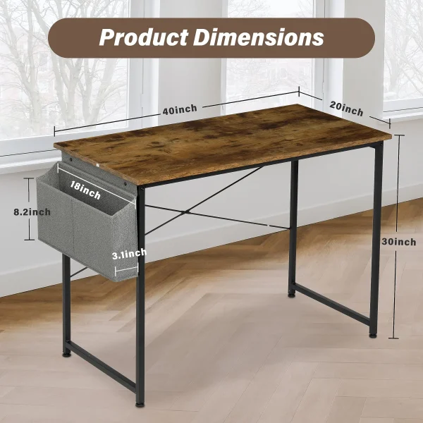Computer Office Desk, Home Writing Study Worktable for Bedroom, Brown Small Desk, Modern Simple Style PC Table