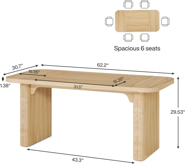 62-Inch Executive Desk, Large Computer Office Desk, Modern Office Desks & Workstations with Double Pedestal, Writing Table Work