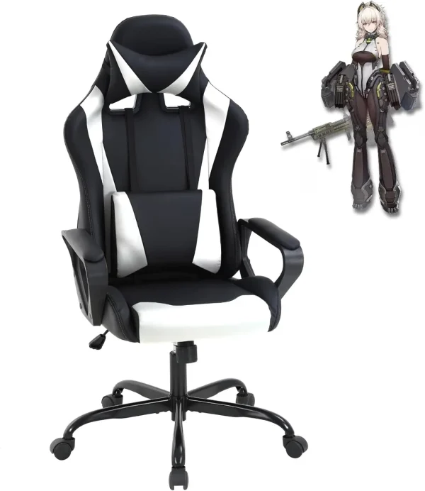 High Back Gaming Chair Ergonomic Racing Heavy Duty Office Chair Pc Video Game Chair, Massage Function Lumbar Support With Arms